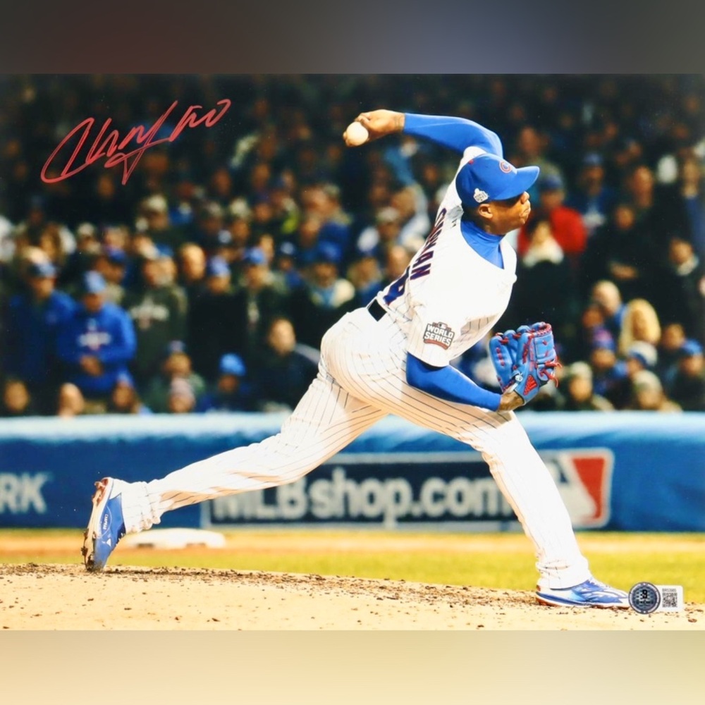 💥Aroldis Chapman💥 Chicago Cubs Signed 2016 World Series 11x14 Photo Autograph